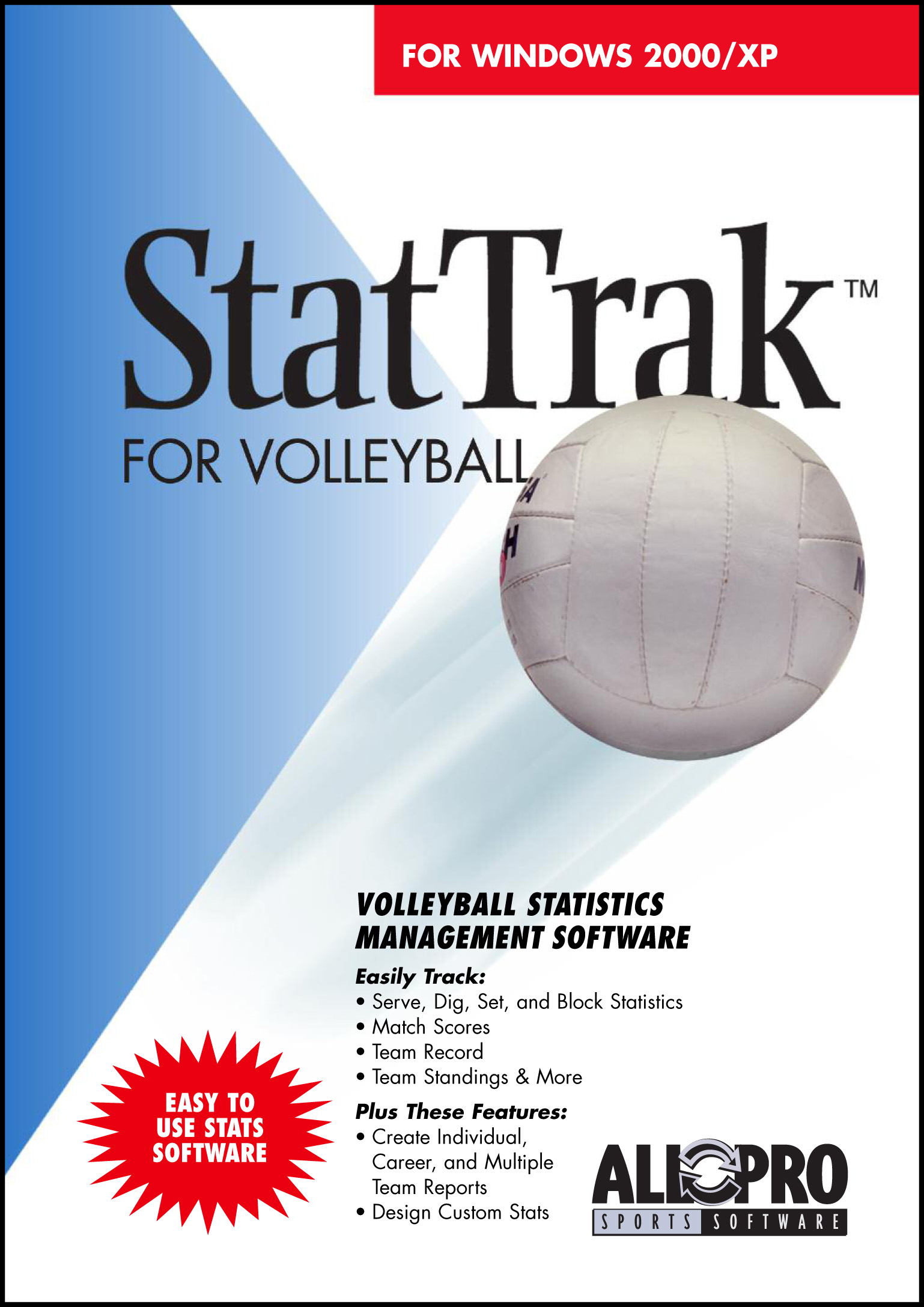 StatTrak for Volleyball software is a complete stats program loaded with options