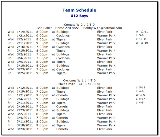 league schedule creator league schedule creator
