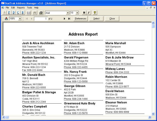 StatTrak Address Manager address book software 