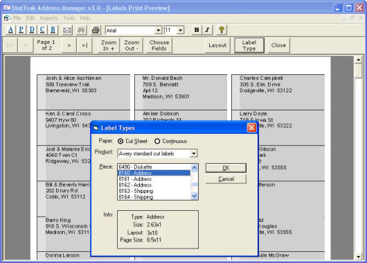 StatTrak Address Manager Screens